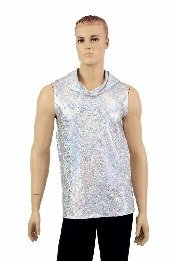 Mens Silver & White Hoodie - Coquetry Clothing
