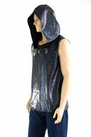 Mens Sleeveless Black Holographic Hoodie - Coquetry Clothing