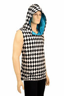 Mens Sleeveless Black & White Hoodie - Coquetry Clothing