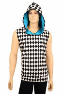 Mens Sleeveless Black & White Hoodie - Coquetry Clothing