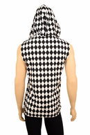 Mens Sleeveless Black & White Hoodie - Coquetry Clothing