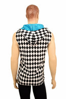 Mens Sleeveless Black & White Hoodie - Coquetry Clothing
