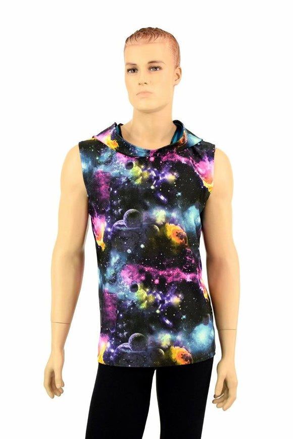 Mens Sleeveless Galaxy Hoodie - Coquetry Clothing