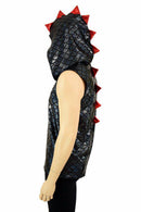 Mens Spiked Black & Red Dragon Hoodie - Coquetry Clothing