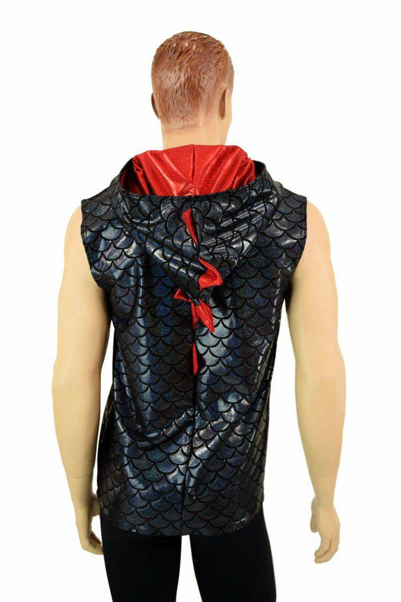 Mens Spiked Black & Red Dragon Hoodie - Coquetry Clothing