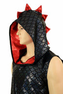 Mens Spiked Black & Red Dragon Hoodie - Coquetry Clothing