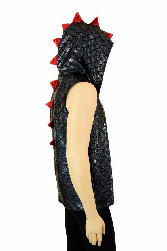 Mens Spiked Black & Red Dragon Hoodie - Coquetry Clothing