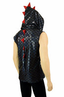 Mens Spiked Black & Red Dragon Hoodie - Coquetry Clothing