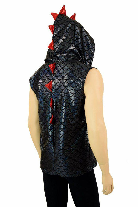 Mens Spiked Black & Red Dragon Hoodie - Coquetry Clothing