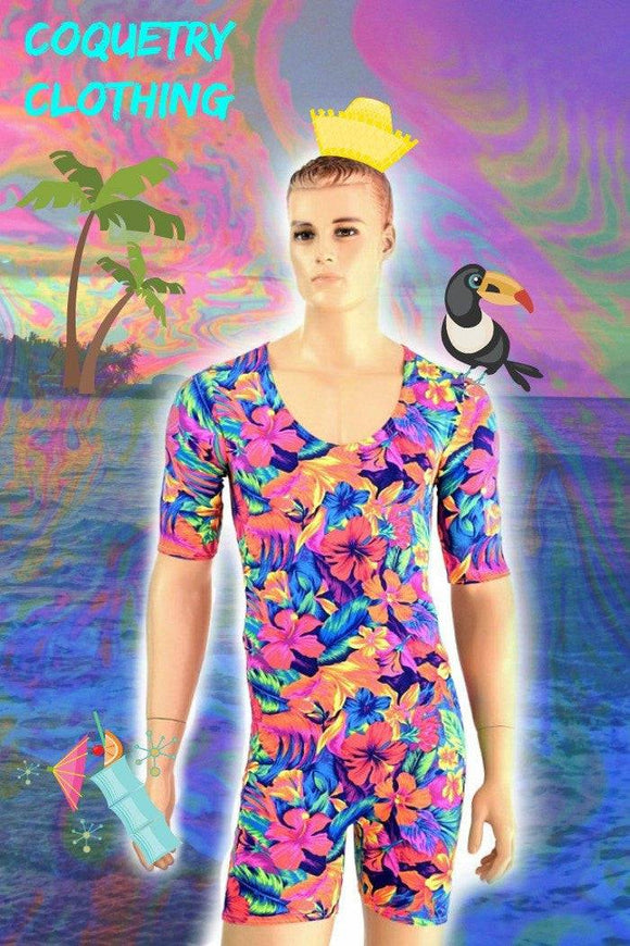 Mens Tahitian Floral Romper - Coquetry Clothing