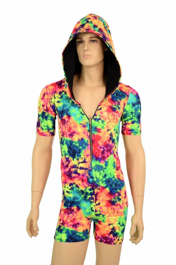 Mens Tee Length Sleeve Acid Splash Romper - 2