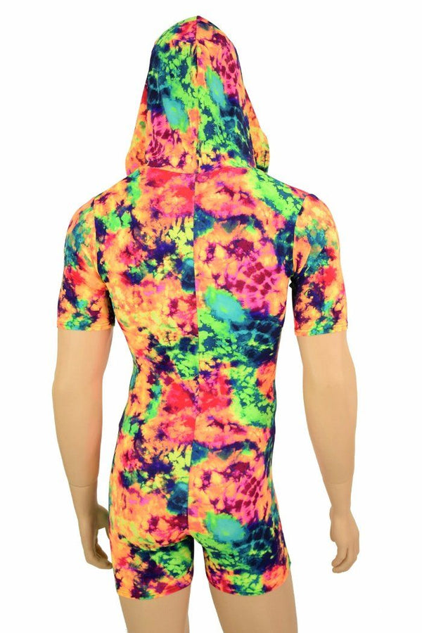 Mens Tee Length Sleeve Acid Splash Romper - 4