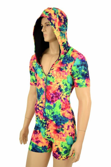 Mens Tee Length Sleeve Acid Splash Romper - Coquetry Clothing
