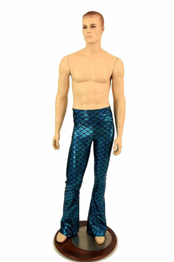 Mens Turquoise Dragon Bootcut Leggings - Coquetry Clothing