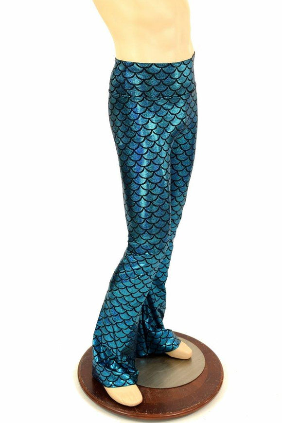 Mens Turquoise Dragon Bootcut Leggings - Coquetry Clothing