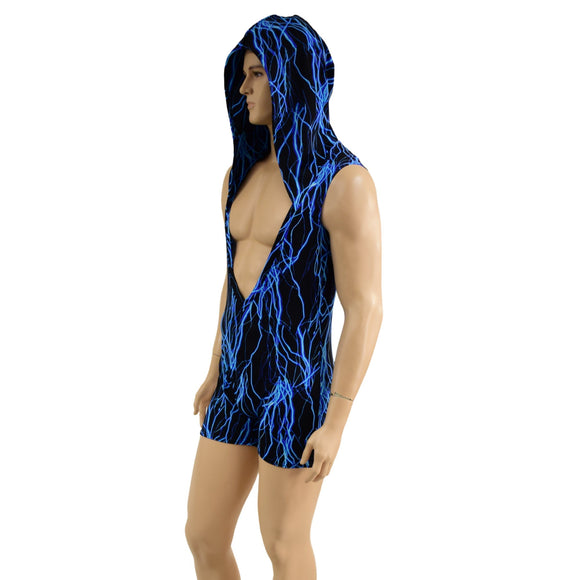 Mens UV Glow Deep Bro V Hooded Romper - Coquetry Clothing