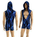 Mens UV Glow Deep Bro V Hooded Romper - Coquetry Clothing