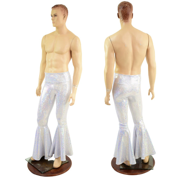 Mens White Kaleidoscope Bell Bottom Flares - Coquetry Clothing