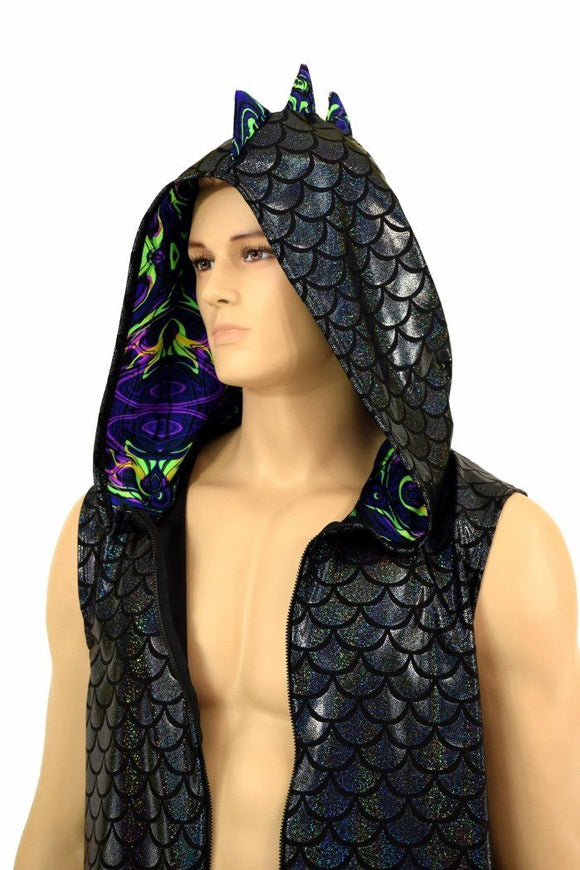 Mens Zipper Front Dragon Hoodie - Coquetry Clothing