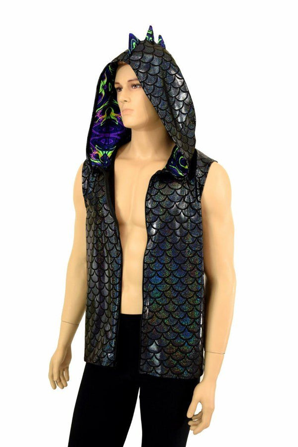 Mens Zipper Front Dragon Hoodie - 7