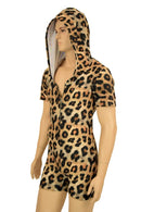 Mens Zipper Front Leopard Romper - Coquetry Clothing
