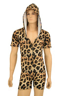 Mens Zipper Front Leopard Romper - Coquetry Clothing