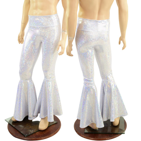 Mens White Kaleidoscope Bell Bottom Flares - Coquetry Clothing
