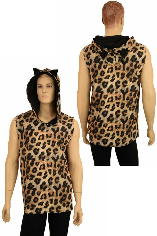 Mens Cat Ear Sleeveless Hoodie - 1