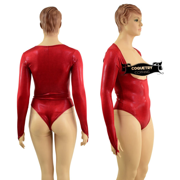 Mermaid Cut Chap Skirt and Open Bust Brazilian Romper with Finger loops Set - Coquetry Clothing