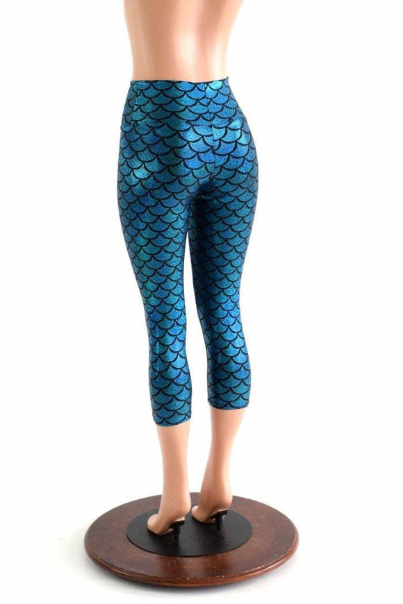 Mermaid Scale High Waist Capri Leggings - Coquetry Clothing