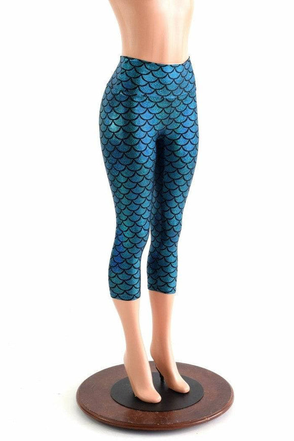 Mermaid Scale High Waist Capri Leggings - Coquetry Clothing