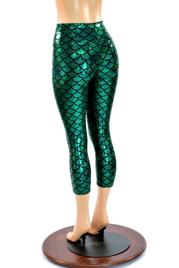 Mermaid Scale High Waist Capri Leggings - 5