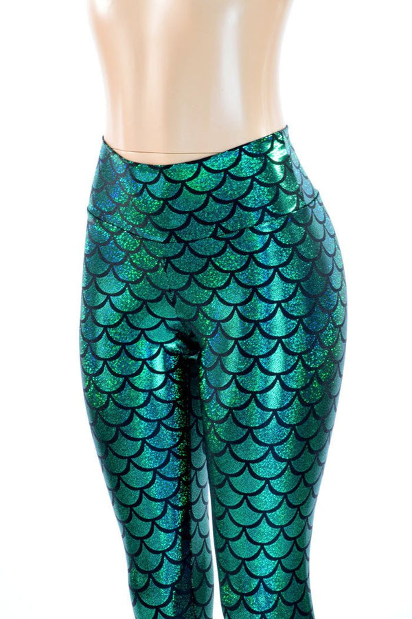 Mermaid Scale High Waist Capri Leggings - 7