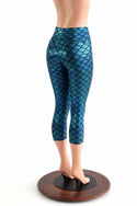 Mermaid Scale High Waist Capri Leggings - 2