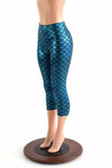 Mermaid Scale High Waist Capri Leggings - 4