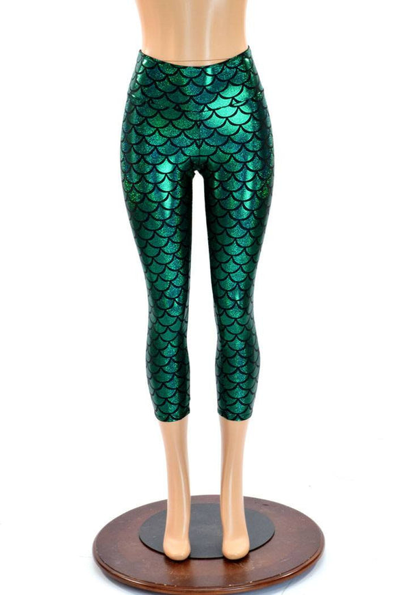 Mermaid Scale High Waist Capri Leggings - Coquetry Clothing