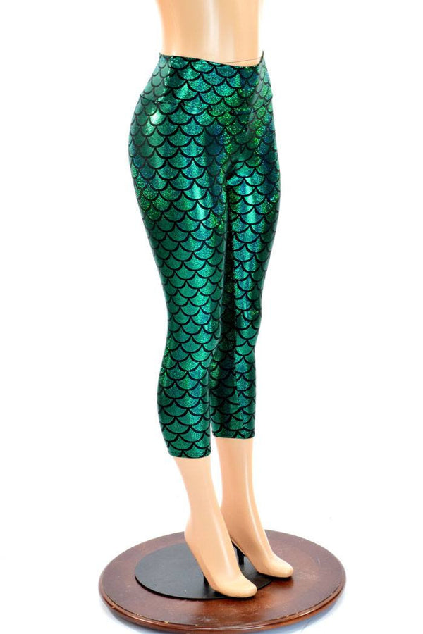 Mermaid Scale High Waist Capri Leggings - 3