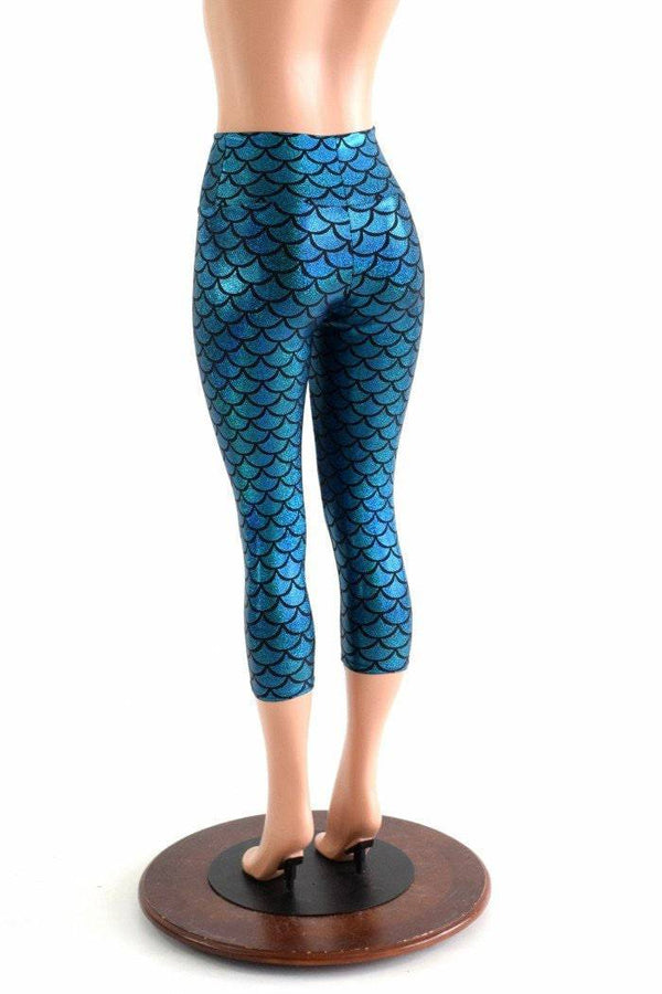 Mermaid Scale High Waist Capri Leggings - 3