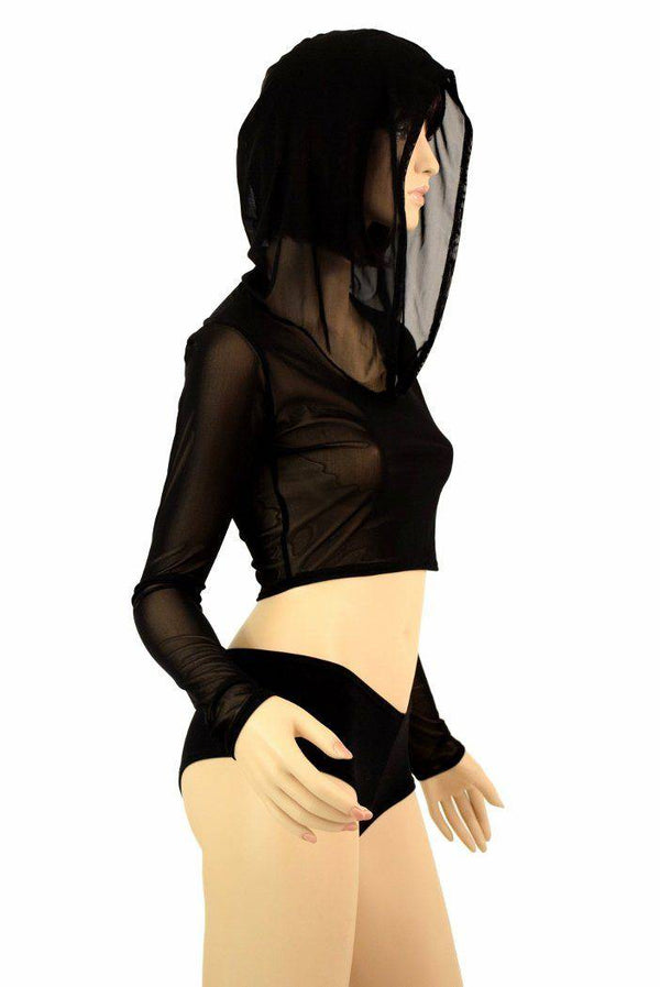 Mesh Hoodie Crop Top - 1
