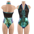 Mesh & Metallic Sheer Bella Romper with Brazilian Cut - Coquetry Clothing