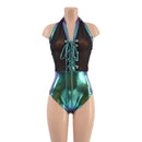 Mesh & Metallic Sheer Bella Romper with Brazilian Cut - Coquetry Clothing
