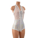 Mesh & Metallic Sheer Bella Romper with Siren Cut Leg - Coquetry Clothing
