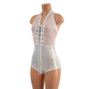Mesh & Metallic Sheer Bella Romper with Siren Cut Leg - Coquetry Clothing