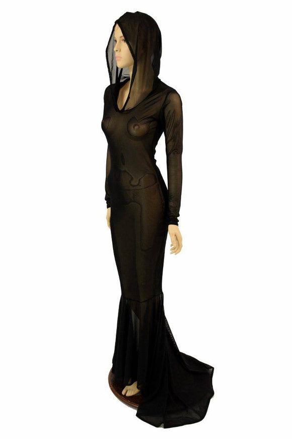 Mesh Puddle Train Gown - Coquetry Clothing