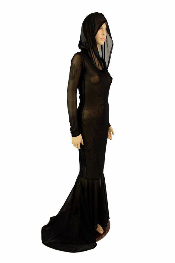 Mesh Puddle Train Gown - Coquetry Clothing