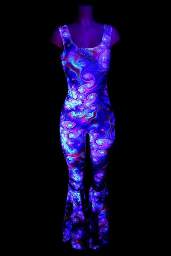 Meteorite Bell Bottom Flare Catsuit - Coquetry Clothing