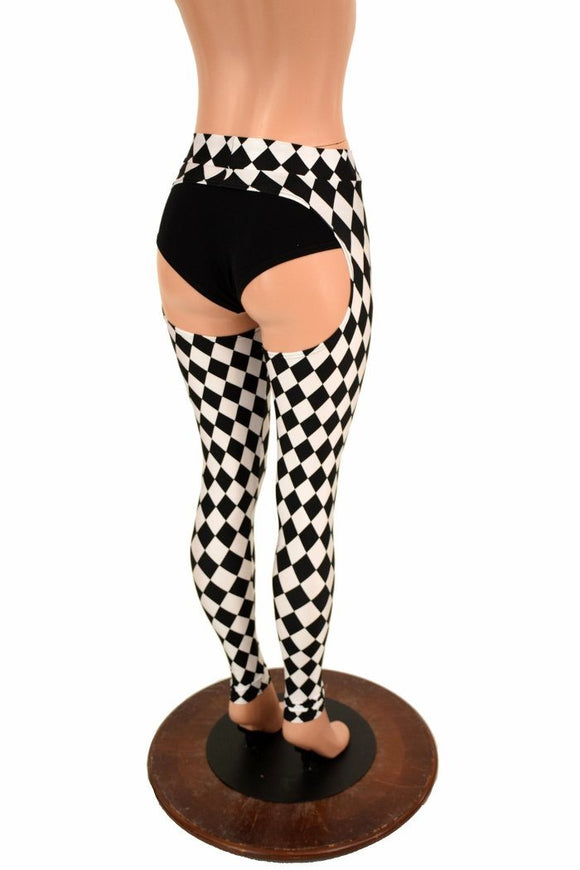 Mid Rise Black & White Diamond Chaps - Coquetry Clothing