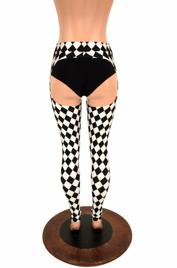 Mid Rise Black & White Diamond Chaps - Coquetry Clothing