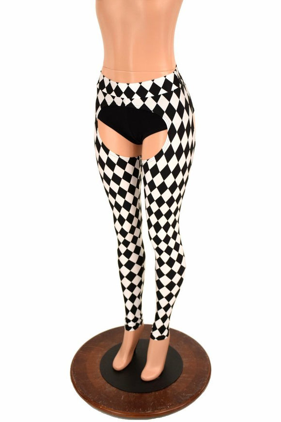 Mid Rise Black & White Diamond Chaps - Coquetry Clothing