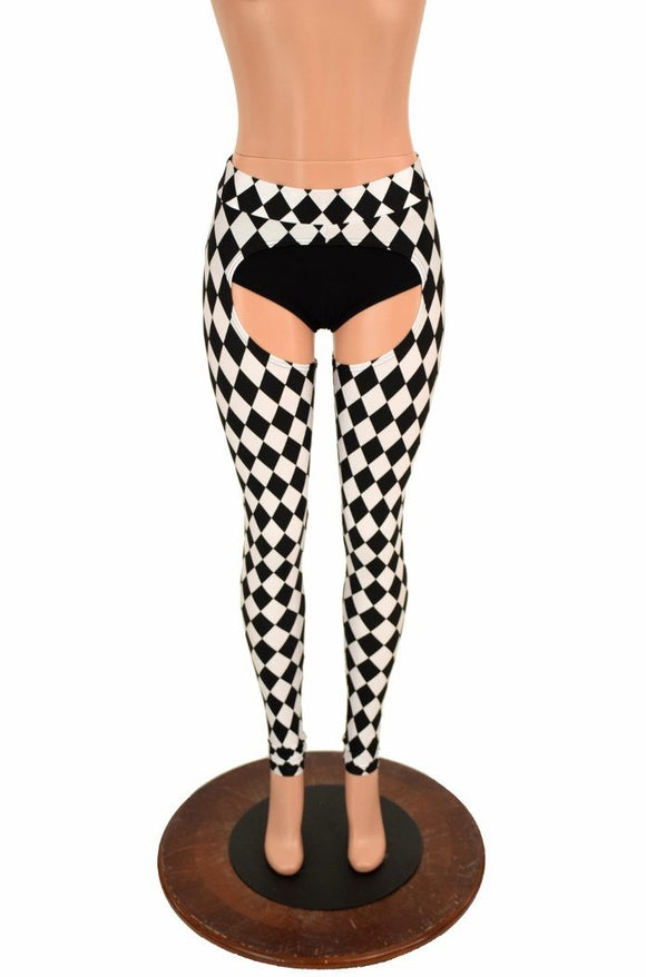Mid Rise Black & White Diamond Chaps - Coquetry Clothing